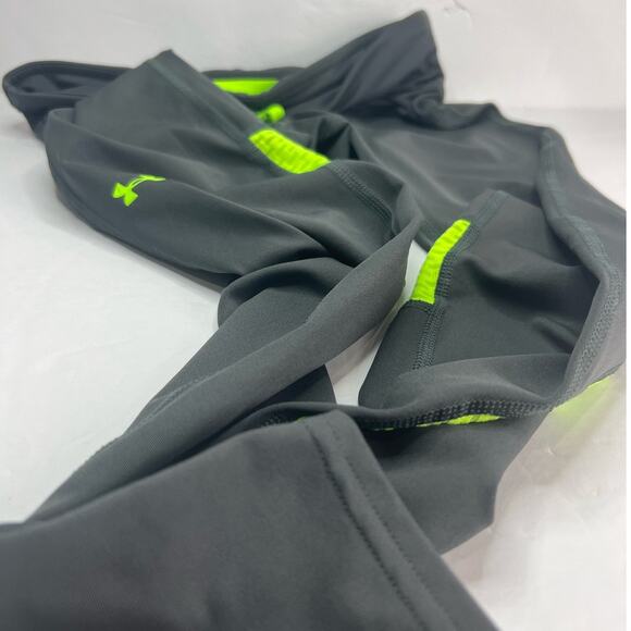 Under Armour Neon Green Dark Gray Workout Pants COMPRESION Heat Gear Small - Picture 4 of 8